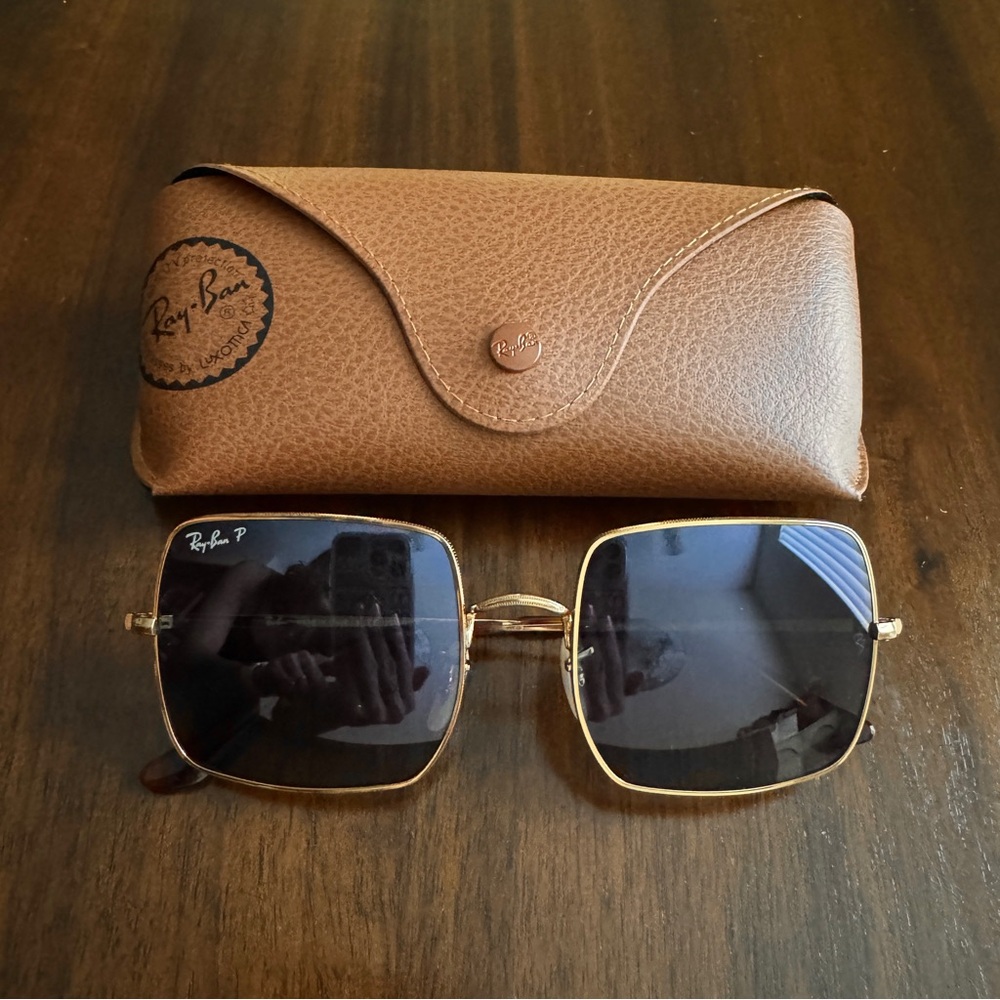 Ray-Ban Gold Square 1971 Classic Sunglasses NWOT